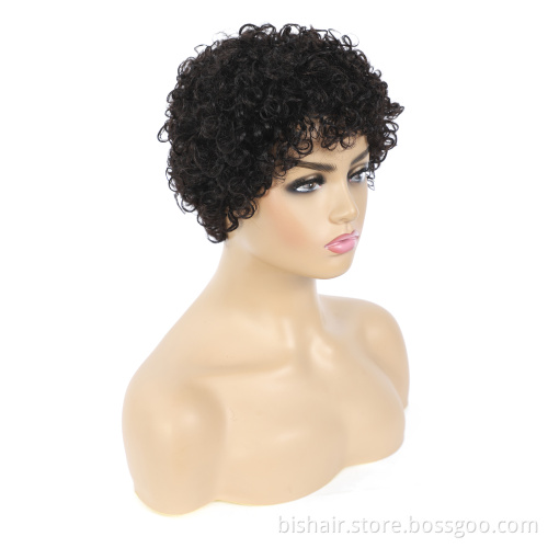 Wholesale Pixie Cut Jerry Curly Short Afro Human Hair Wig, Indian Curly Natural Remy Hair Vendor For Black Women
